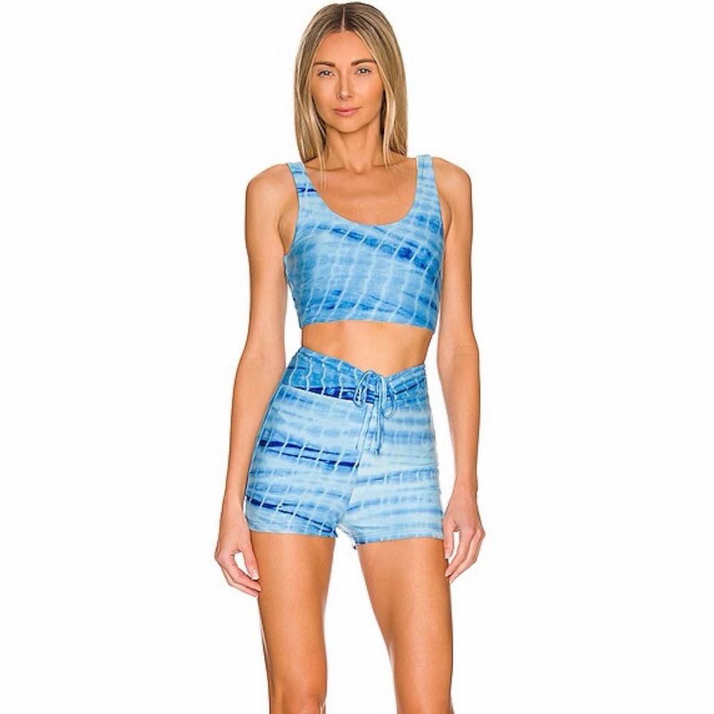 Superdown Blue Tie-Dye Short Set
